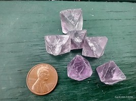 6 Small .75 inch Purple Fluroite Octahedron crystals 26 gram - £11.57 GBP