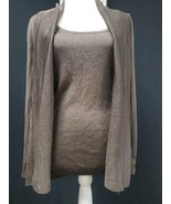 St. John Couture Knit 2 Pc Brown Gold Sparkle Cardigan Tank Top Set Size... - $4,145.49 MXN