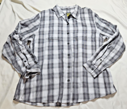 Cabela&#39;s Womens grey Plaid Button Up Long Sleeve Shirt Size XL Reg lightweight - $15.47