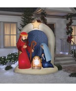 7&#39; HOLY FAMILY NATIVITY MANGER w GOLD STAR  LED  CHRISTMAS YARD AIRBLOWN... - $350.25 CAD