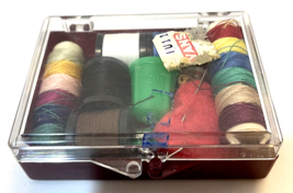Vintage Portable Sewing Kit Thread Thimble Needles Threader Cushion Plas... - $13.59