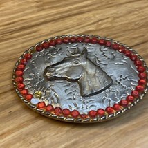 Vintage Silver Tone Horse Belt Buckle Western Cowboy Ranch KG JD - £11.65 GBP