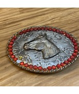 Vintage Silver Tone Horse Belt Buckle Western Cowboy Ranch KG JD - €12,89 EUR