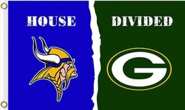 Minnesota Vikings and Green Bay Packers Divided Flag 3x5ft - £12.34 GBP