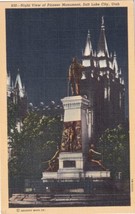 Night View Pioneer Monument Salt Lake City Utah UT Postcard E08 - £5.47 GBP