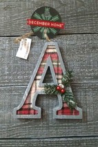 Wooden Rustic Monogram Letter A Wall Sign Hanging Twine Decor Ornament NEW - £10.66 GBP