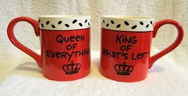 Two OUR NAME IS MUD Coffee Cups / Mugs QUEEN OF EVERYTHING &amp; KING OF WHA... - £18.83 GBP