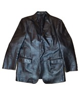 Stafford SPORT COAT Mens 100% Leather Blazer Jacket M Black 3 Button Lined - $75.21 CAD