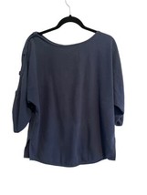 Soft Surroundings Womens Tunic Top 100% Cotton Blue 3/4 Sleeve Pullover L Petite - £14.57 GBP