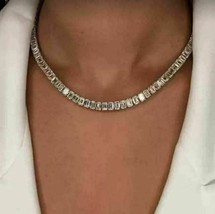 Elegante 25CT Esmeralda Corte Diamante Imitación Tenis Colgante 925 Bañado en - £232.76 GBP