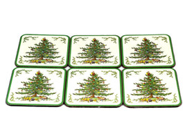 Spode Christmas Tree Set of 6 Cork Acrylic Finish Square Coasters  - £19.05 GBP