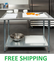 30&quot; x 48&quot; Stainless Steel Work Prep Table with Undershelf Kitchen 2&quot; Upturn - £189.56 GBP