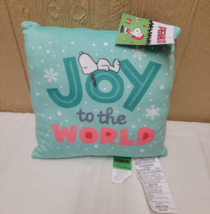 Peanuts Snoopy Joy to the World 12&quot; x 12&quot; Square Squishy Pillow Mint Green - £12.10 GBP