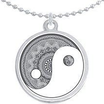 Intricate Yin Yang Round Pendant Necklace Beautiful Fashion Jewelry - £8.60 GBP