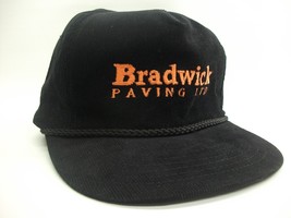 Bradwick Paving Hat Vintage Black Snapback Rope Corduroy Baseball Cap - £15.92 GBP