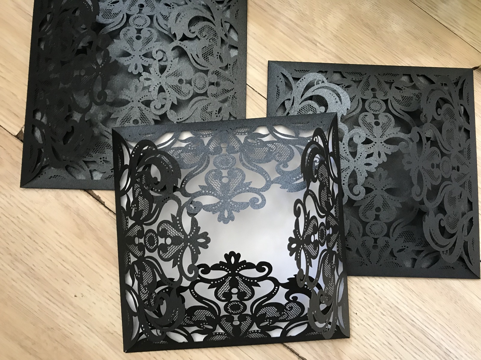 10pcs Black Laser Cut Wedding Invitations,Invitation Cards,Wedding Invit... - $14.32