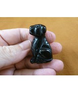(Y-DOG-LA-564) Black Onyx LABRADOR Dog gemstone carving FIGURINE love my... - $19.15 CAD