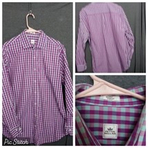 PETER MILLAR Long Sleeve Purple White Plaid Button Up Shirt Men&#39;s Size L... - £16.60 GBP