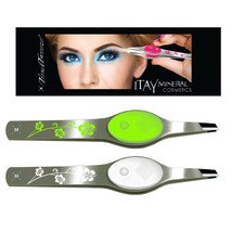 2X Trend Tweezers Stainless Steel G3   Lighted Precision WHITE+GREEN floral - $19.80