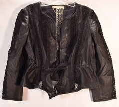 Vanessa Bruno Womens 100% Lamb Leather Tied Closure Jacket Black 38 - $99.00