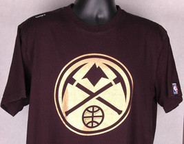 Denver Nuggets Shirt-UNK-L-Cotton-Black W Gold Print-NBA Basketball-CO-Vtg-Pick - £15.88 GBP