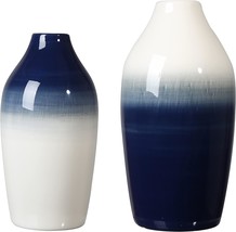 Modern Blue And White Ceramic Vase For Home Decor, Navy Blue Decorative Vase Set - £35.90 GBP