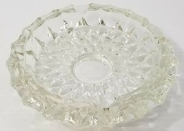 (2) Vintage Clear Cut Heavy Glass Ashtray 7&quot; Diameter - £7.90 GBP