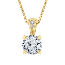 Sparkling 2.65CT Real Moissanite Solitaire Pendant Necklace Yellow Gold Plated - £116.58 GBP