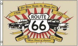 NEW CLASSIC CAR ROUTE 66 3 X 5 FLAG  3x5 highway hwy66 ADVERTISING FL453... - $9.49