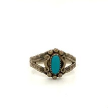 Vintage Sterling Signed Bell Trading Post Navajo Oval Turquoise Stone Ri... - $44.55