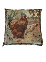 French Country Rooster Tapestry Style Pillow 24 X 24 - £39.96 GBP