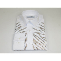 Men CEREMONIA Turkey Shirt 100% Cotton Fancy Rhine Stone #Roma 13 White Slim Fit image 8