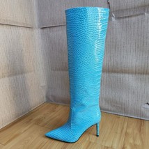 Plus Size 47 Women Sexy Pattern Knee High Boots New Autumn Winter High-heel Poin - £99.68 GBP