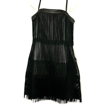 Layered Black Fringe Mini Dress Lined Sz 12 Todays Woman Cocktail Dress Flapper  - £17.92 GBP