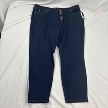 Tahari Amelia Women&#39;s Sailor-Front Skinny Jeans Blue Button Fly Wide-Leg... - $29.69