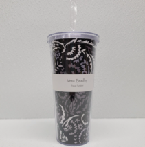 Vera Bradley Travel Tumbler Paisley Noir Black 24 oz with Straw! - £10.74 GBP