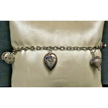 VINTAGE OTTOMAN STYLE STERLING SILVER ENAMEL CHARM BRACELET SKY - $83.66