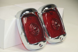 37 38 Chevy 40-52 Sedan Deliver rear Taillight Lamp Glass Lens and Trim Pair - $37.06