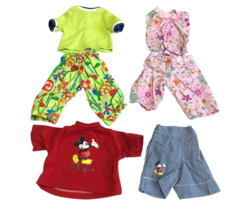 3 Doll Outfits Shirts Pants Mickey Mouse Floral Fits 18 in Doll PJs Casual - £20.58 GBP