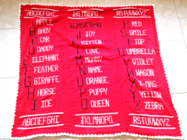 Adorable Vintage Crib Quilt, Words For Letters in the Alphabet, BB5 - £25.35 GBP