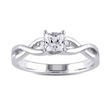 3/8CT Corte Princesa Moissanita Plata Solitario Infinito Anillo de Compromiso - £110.77 GBP