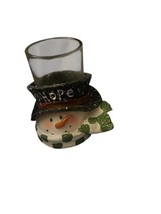 Yankee Candle Co Hope Top Hat Snowman Ceramic Votive Holder Christmas Ho... - $6.08