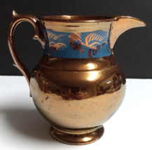 English Staffordshire Copper Luster Banded Floral Antique Pitcher Jug c1850s - £23.62 GBP