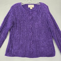 The Limited Women Sweater Size L Purple Bold Cable Knit By Hand Long Sleeve Top - £10.97 GBP