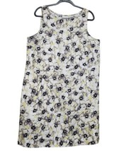 J Jill Love Linen Dress Large 100% Linen Side Pockets Floral Print Lagen... - $35.99
