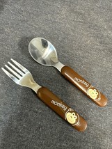 Vintage Joie Toddler Fork Spoon Set Brown Monkey Handle - $6.93