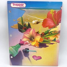 Mead Trapper Portfolio Interior Folder Watercolors Beach Flowers Vintage... - $12.95