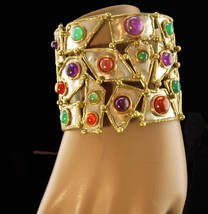 Vintage Modernist Cuff  Vintage artisan Bracelet  WIde statement bangle MSM ooak - £100.53 GBP