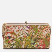 Hobo Lauren Clutch-Wallet in Printed Leather, Tropical, Luxury, Yellow/G... - $129.00