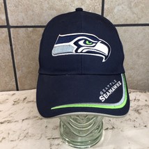 Seattle Seahawks NFL Football Ball Cap Hat Blue Strap Back Team Apparel - £16.11 GBP